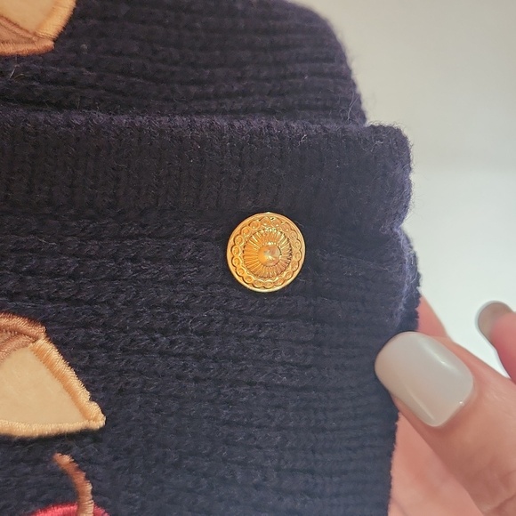 Embroidered Sweater Size Medium Leaves Acorn Blue Novelty Fallcore Grandmacore - Picture 3 of 8